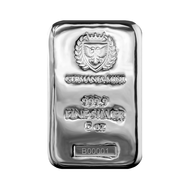 5 oz Germania Mint Silver Bar front