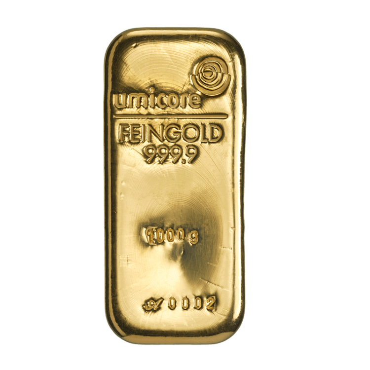 1 kilo Umicore Lingot d'Or front