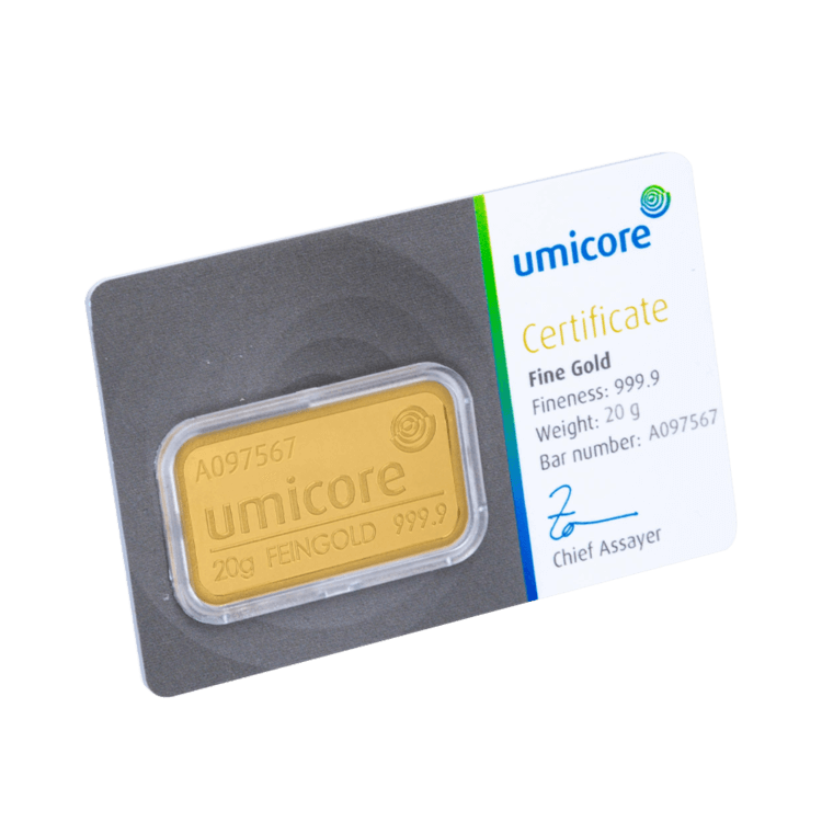 20g Umicore Lingot d'Or front