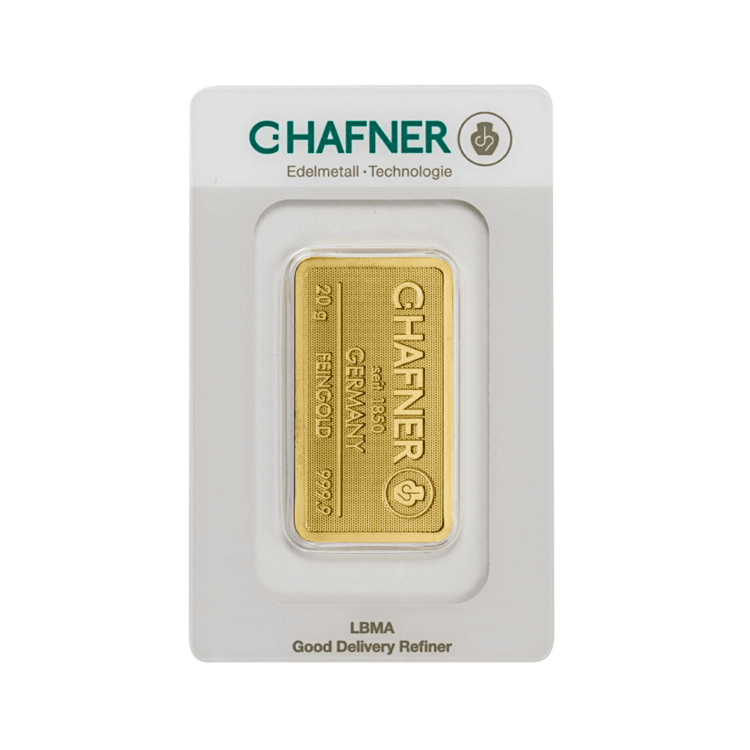 20g C. Hafner Gold Bar front