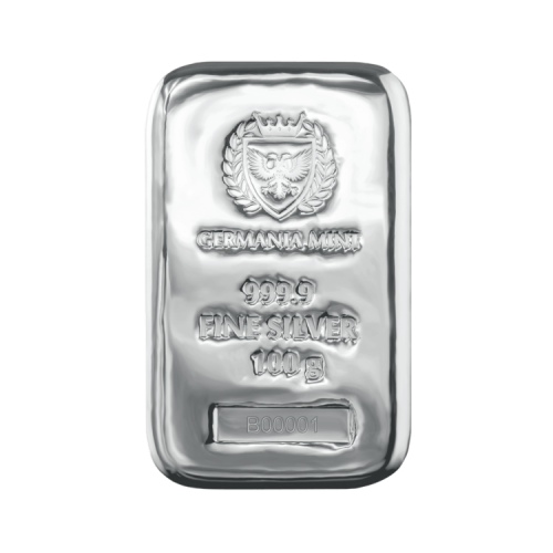 Thumbnail 100g Germania Mint Silver Bar front