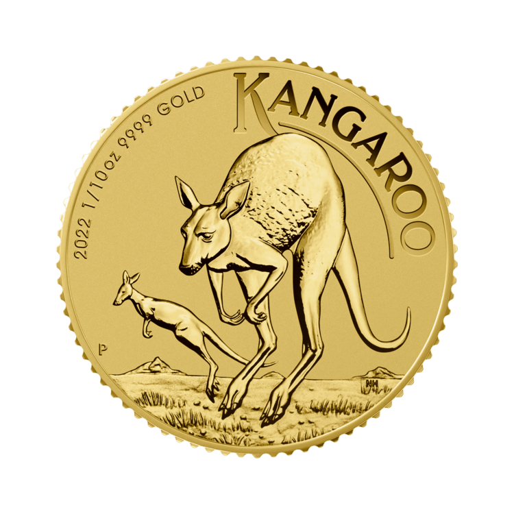 1/10 oz Kangaroo Gold Coin 2022 front