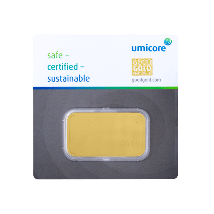 50g Umicore Lingote de Oro back