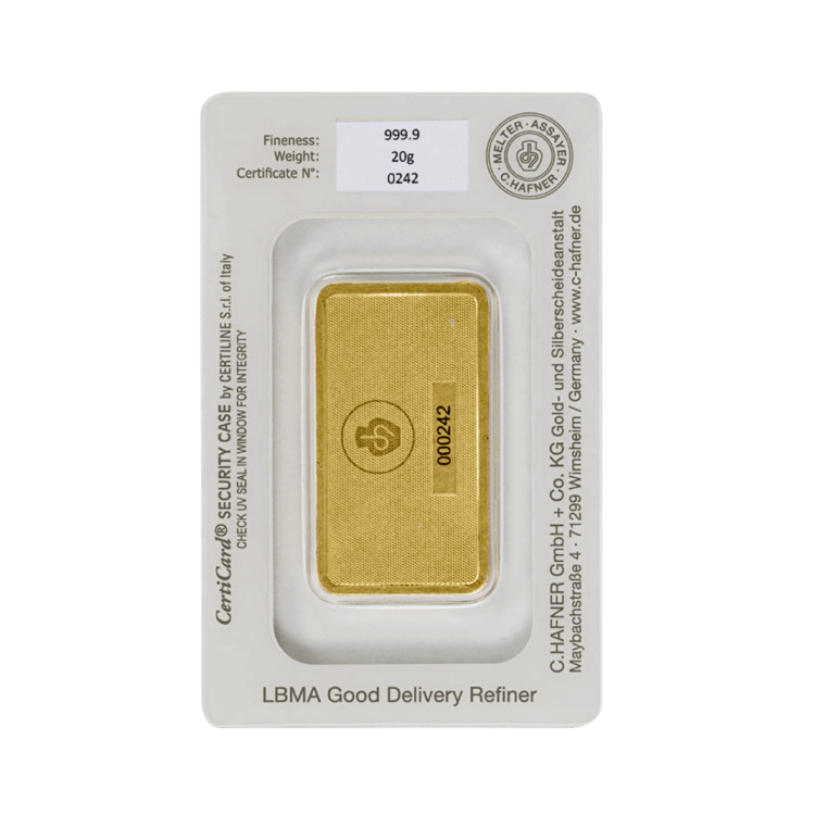 20g C. Hafner Gold Bar back