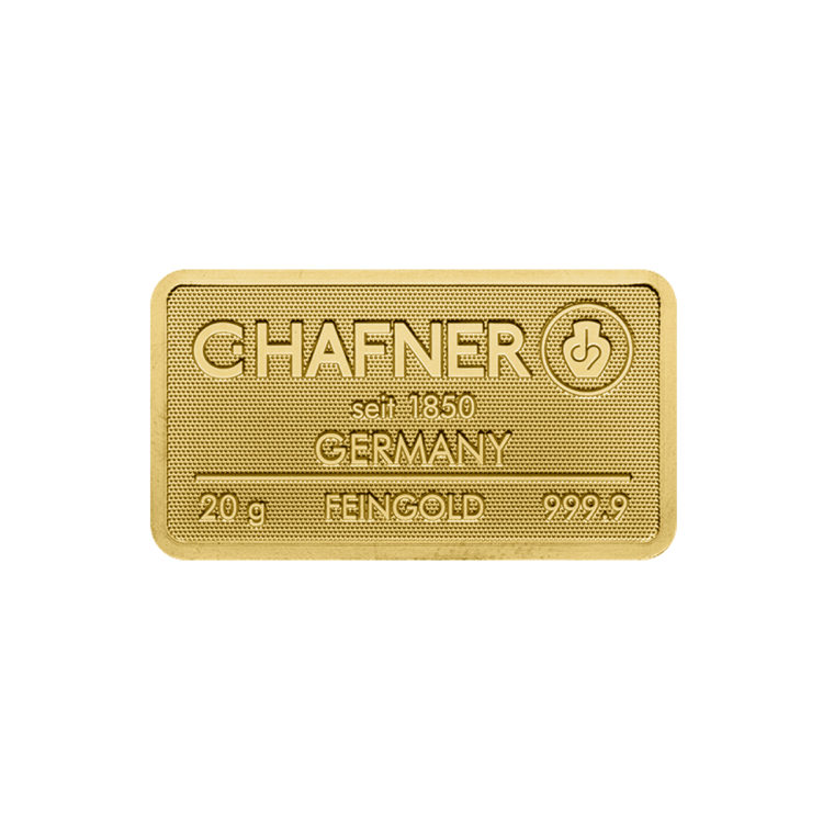 20g C. Hafner Gold Bar angle 1