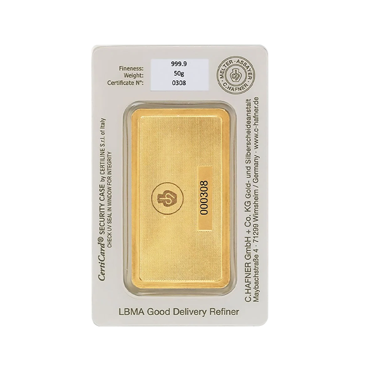 50g C. Hafner Gold Bar back