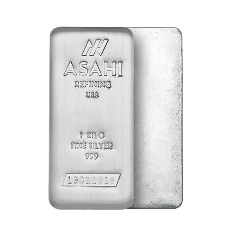 1 Kilogram silver bar VAT-free Asahi (storage in Switzerland) angle 1