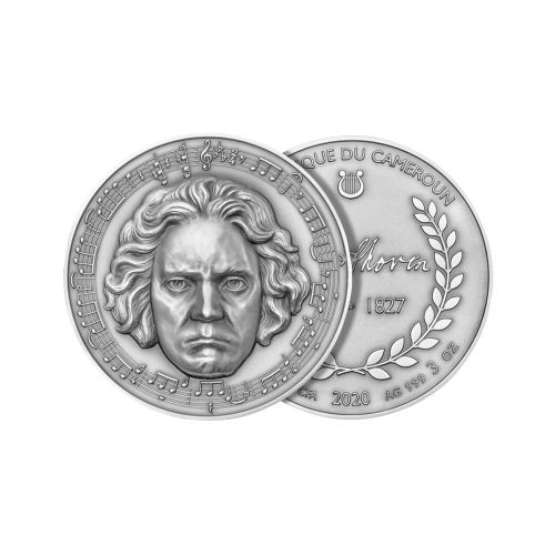 Thumbnail 3 troy ounce silver coin Beethoven - Antique Finish 2020 angle 3