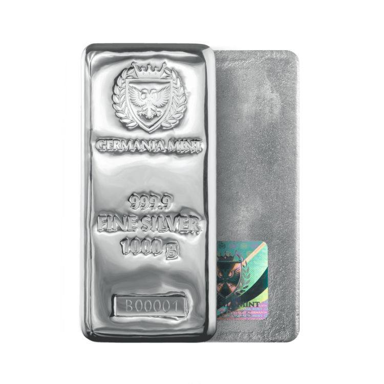 1 kilo Germania Mint Silver Bar angle 1