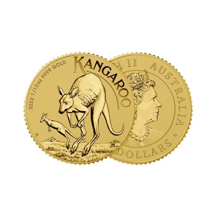 1/10 oz Kangaroo Gold Coin 2022 angle 1