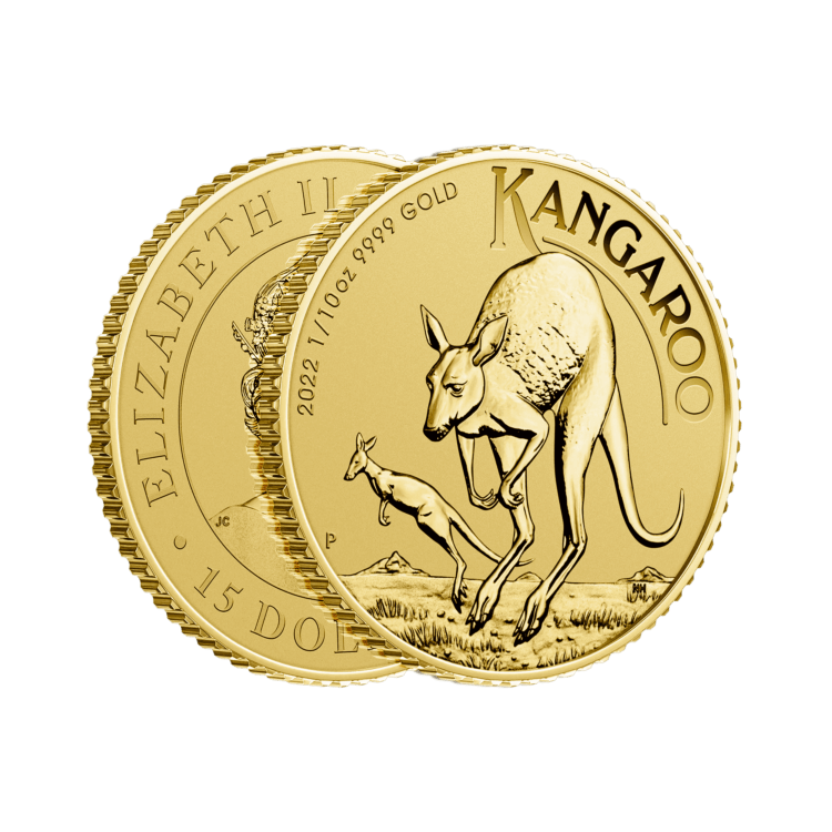 1/10 oz Kangaroo Gold Coin 2022 angle 3