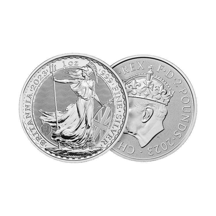 1 oz Britannia Silver Coin 2023 angle 1