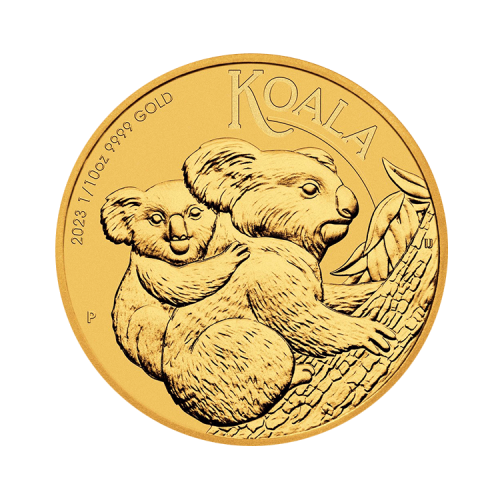 Thumbnail 1/10 troy ounce gold Koala coin 2023 front