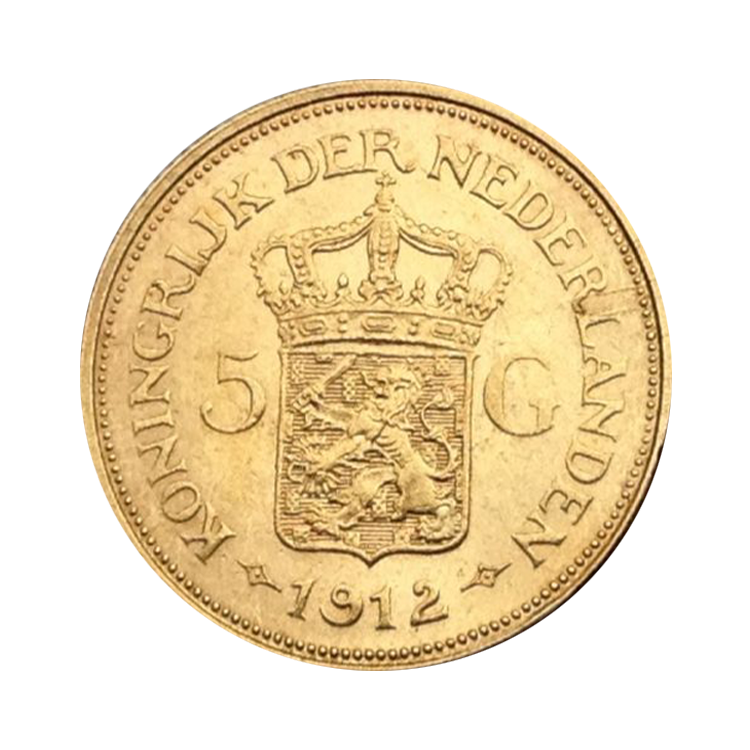 Dutch gold five guilder coin