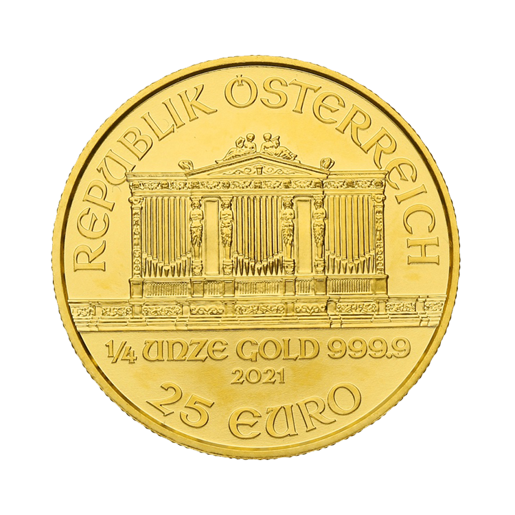 1/4 oz Philharmoniker Gouden Munt Divers achterkant