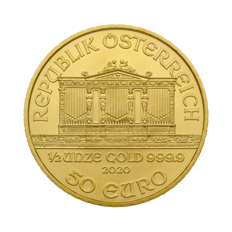 1/2 troy ounce gouden Philharmoniker munt achterkant