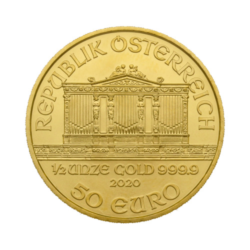 Thumbnail 1/2 troy ounce gouden Philharmoniker munt achterkant