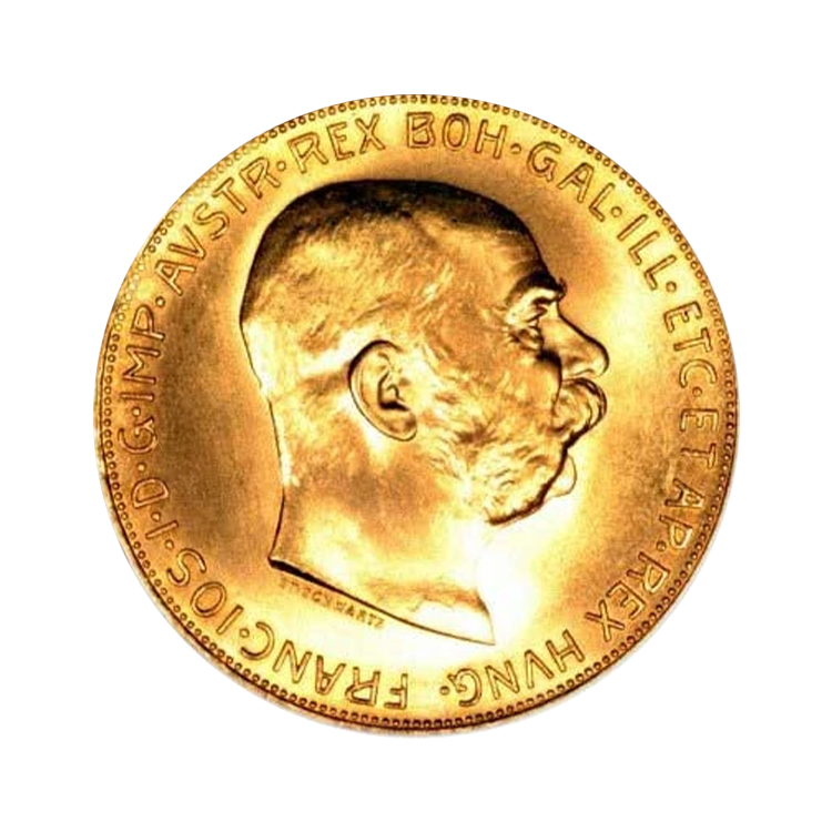 Gold 100 Coronas coin from Austria back