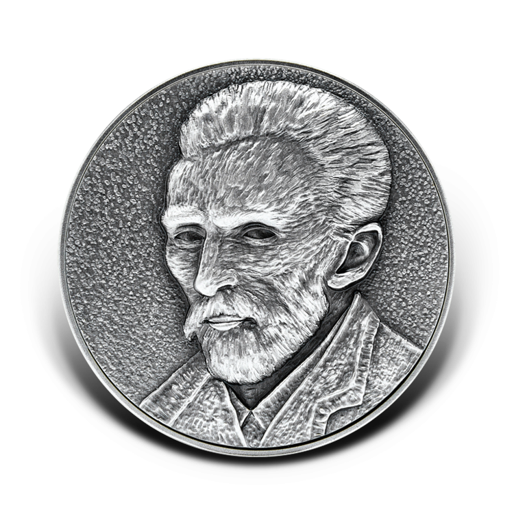 2 troy ounce silver coin self portrait Vincent van Gogh front