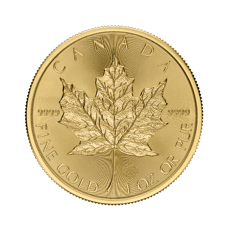 1 troy ounce gouden Maple Leaf munt voorkant