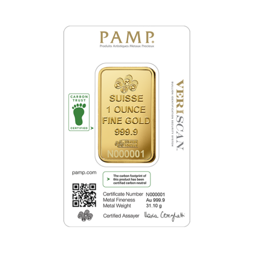 Thumbnail 1 oz Pamp Suisse Goudbaar achterkant