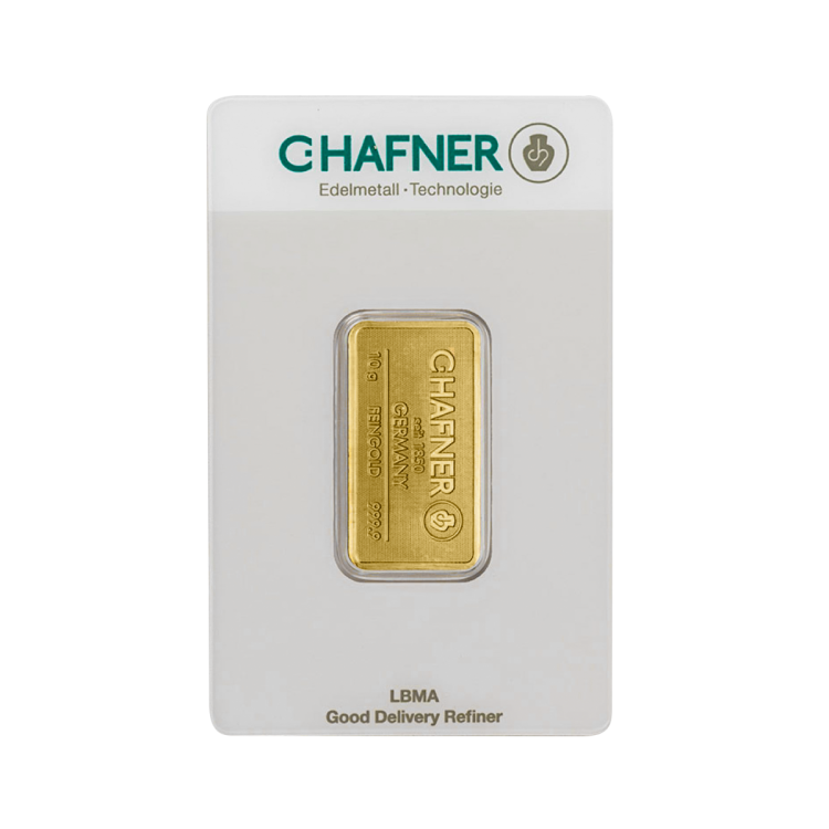 10g C. Hafner Gold Bar front