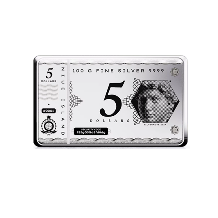 100 gram silver coin bar Silvernote 2024 front