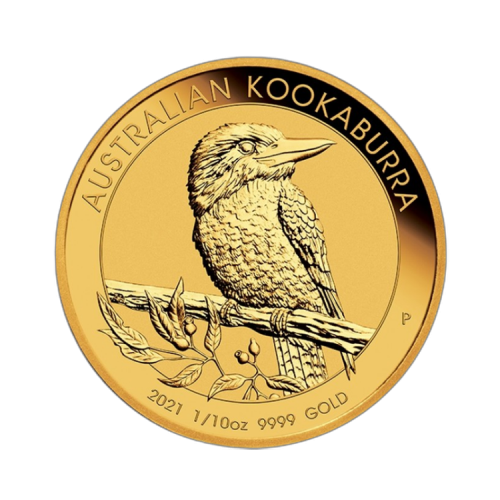 Thumbnail 1/10 troy ounce gold Kookaburra coin 2021 front