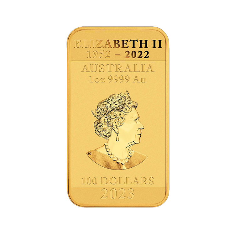 1 oz Perth Mint Gold Bar 2023 back