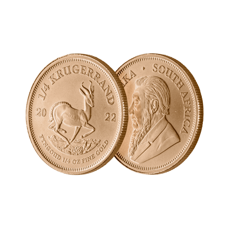 1/4 oz Krugerrand Oro Años Diversions angle 2