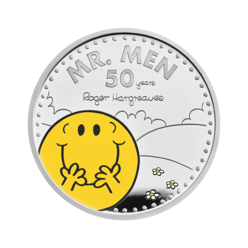 Thumbnail 1 troy ounce silver coin Mr. Men little Miss-Mr. Happy 50th Anniversary 2021 front