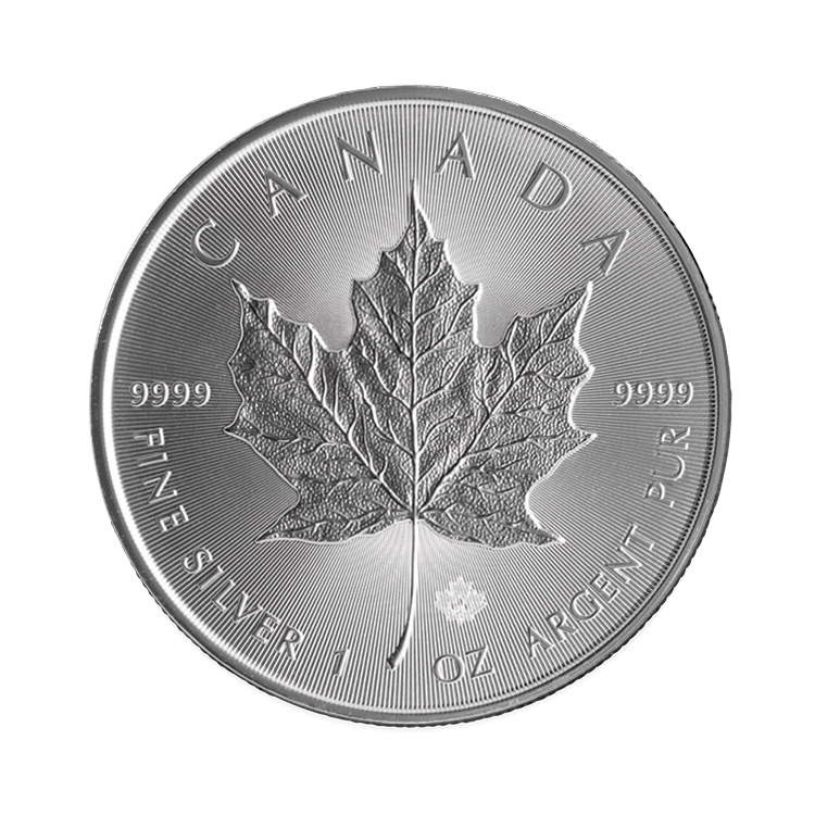 Obverse 1 troy ounce silver Maple Leaf coin