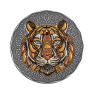 2 troy ounce silver Mandala Tiger coin antique finish 2022 front