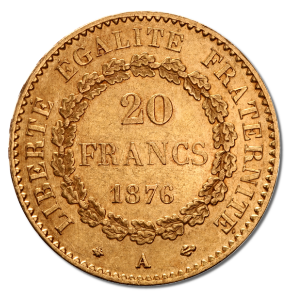 20 French Francs Angel (Génie) | Gold | 1871-1898 | 2nd choice(Back)