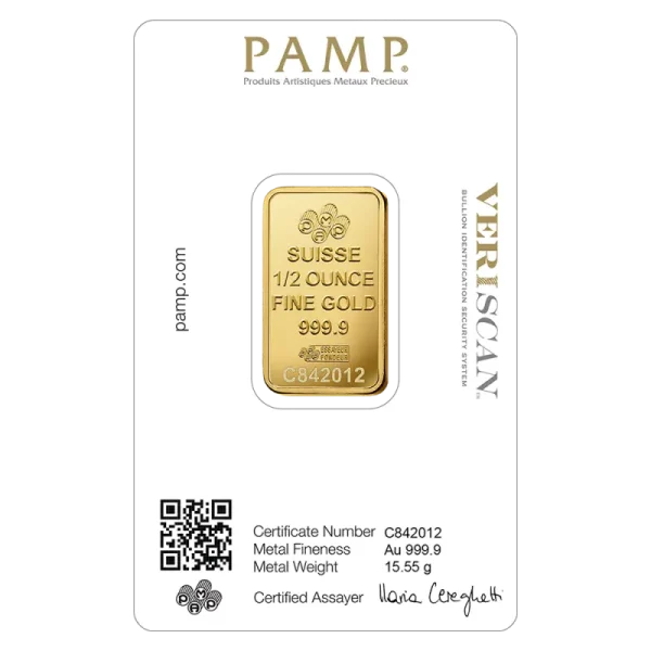 1/2 oz Gold Bar | PAMP Fortuna(Back)